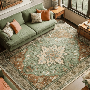 Vintage Floral Medallion Non-Slip Area Rug