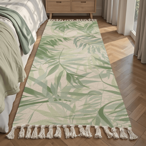 Green Leaves Soft Low Pile Area Rug